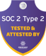 Prescient Assurance's branded "SOC 2 Type 2 – Tested & Attested By" shield badge